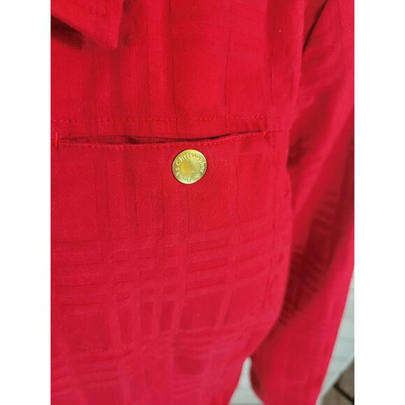 Christopher & Banks Red Stretch Textured Full Zip Jacket Women's Size Large - Picture 12 of 12